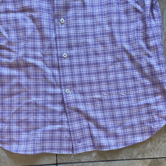 David Donahue Trim Fit Purple Plaid Dress Shirt - Picture 7 of 7
